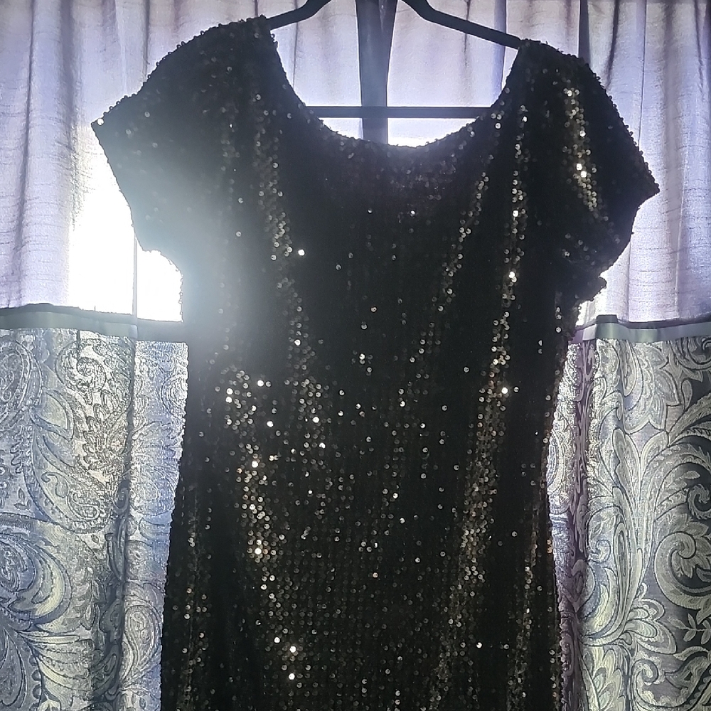 White House Black Market Black Sequin Sheath Dress